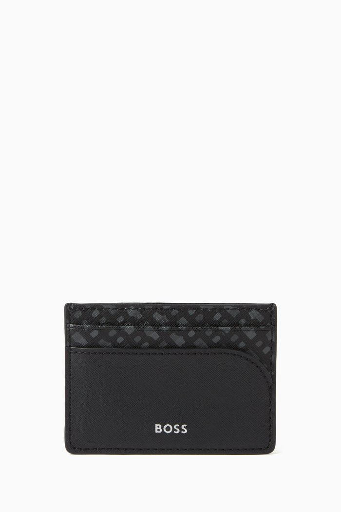 

Monogram Card Holder in Leather, Black