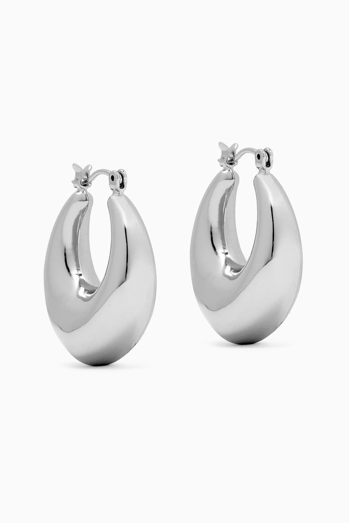 

Solid Chubby XL Hoop Earring in 14kt White Gold-plated Brass, Silver