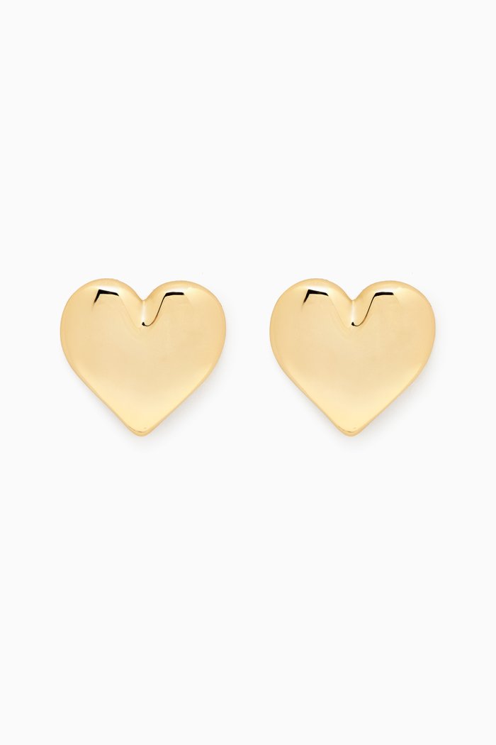 

Puffy Chunky Heart Stud Earrings in 14kt Gold-plated Brass, Yellow