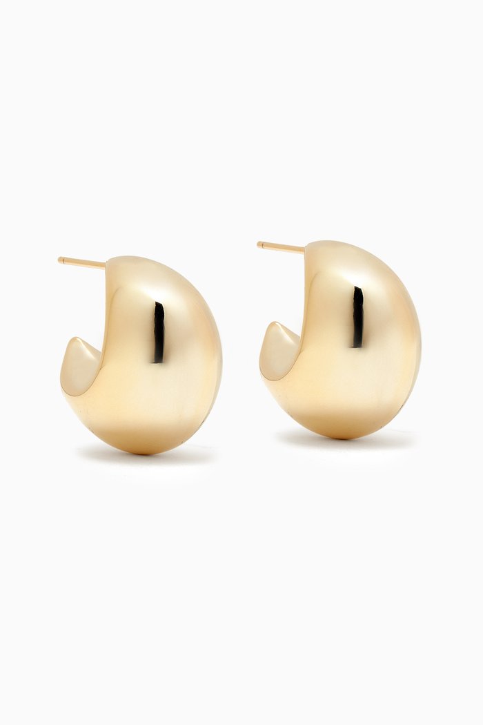 Chunky Graduated Hoop Earrings in 14kt Gold-plated Brass, Yellow