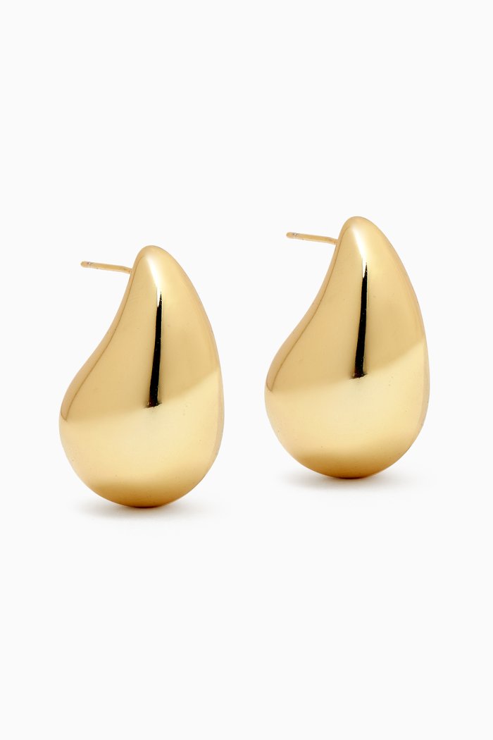 

Solid Chunky Drop Stud Earrings in 14kt Gold-plated Brass, Yellow