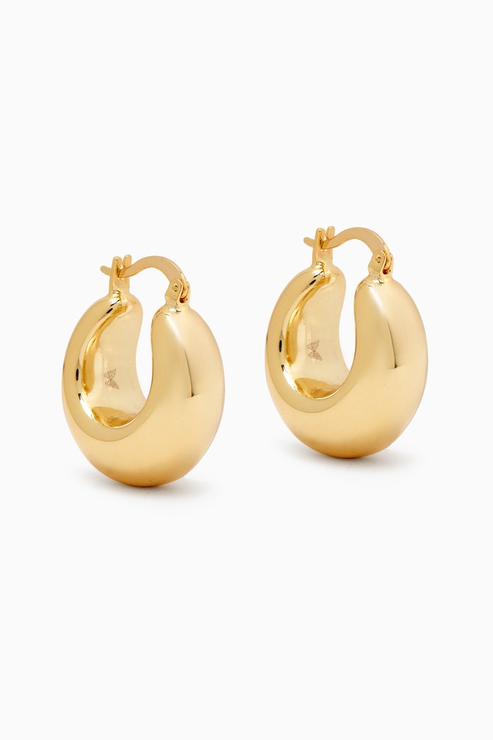 

Solid Wide Hoop Earrings in 14kt Gold-plated Brass, Yellow