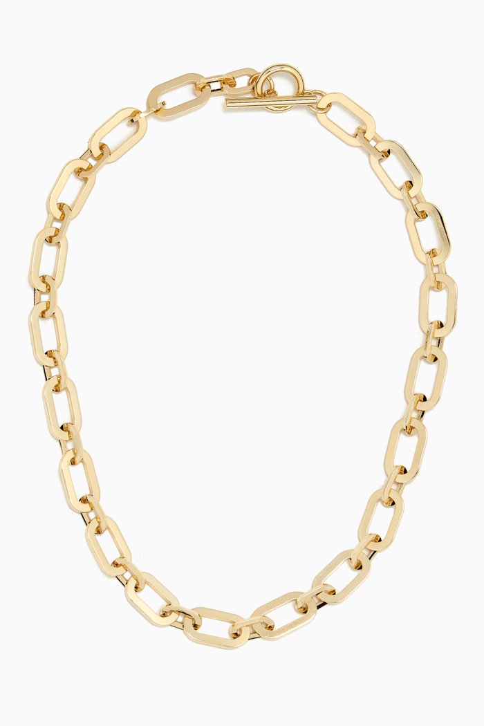 

Chunky Open Link Toggle Necklace in 14kt Gold-plated Brass, Yellow