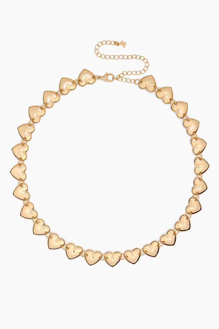 

Chunky Solid Hearts Necklace in 14kt Gold-plated Brass, Yellow