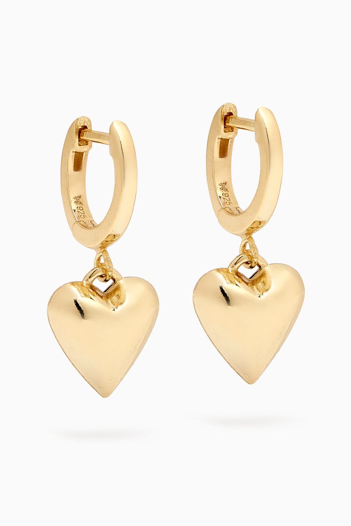

Solid Puffy Heart Huggie Earrings in 14kt Gold-plated Sterling Silver, Yellow