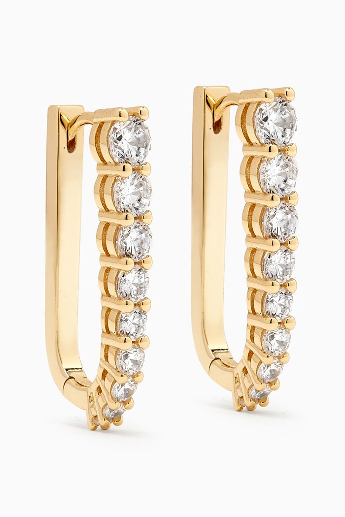 

Graduated CZ Elongated Oval Shape Huggie Earrings in 14kt Gold-plated Silver, Yellow