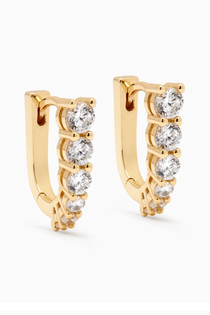 

Graduated CZ Elongated Oval Shape Huggie Earrings in 14kt Gold-plated Silver, Yellow