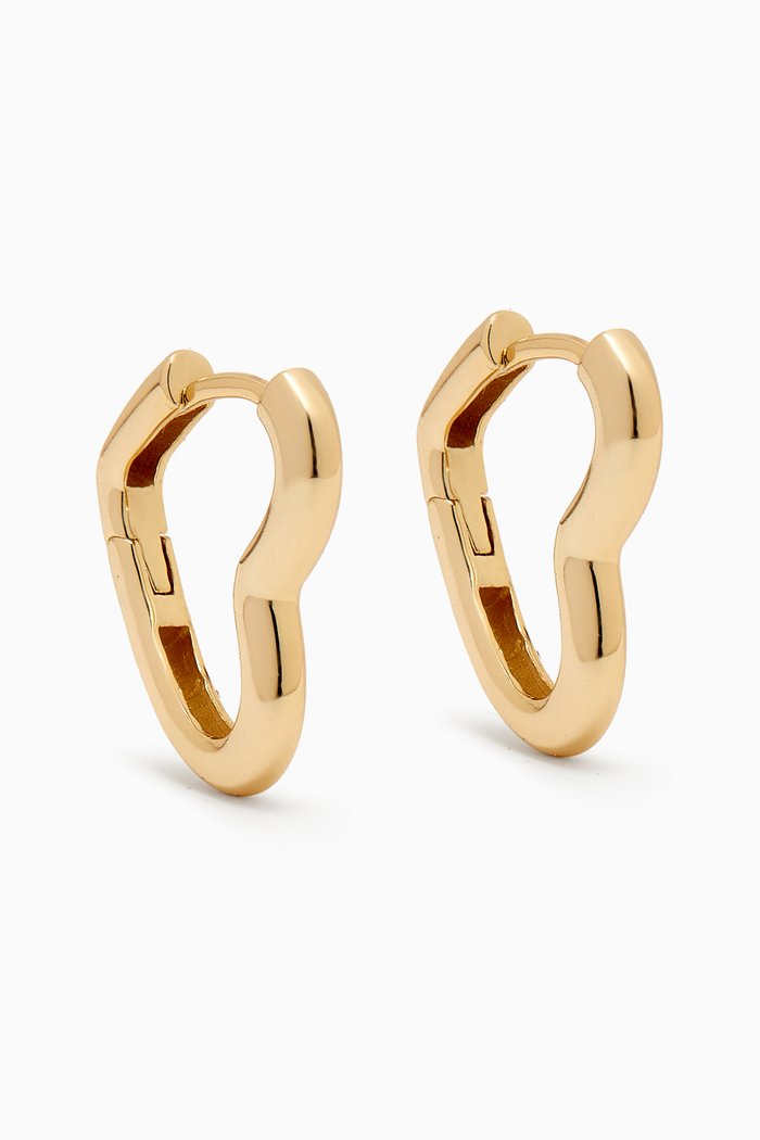 

Solid Open Heart Huggie Earrings in 14kt Gold-plated Silver, Yellow