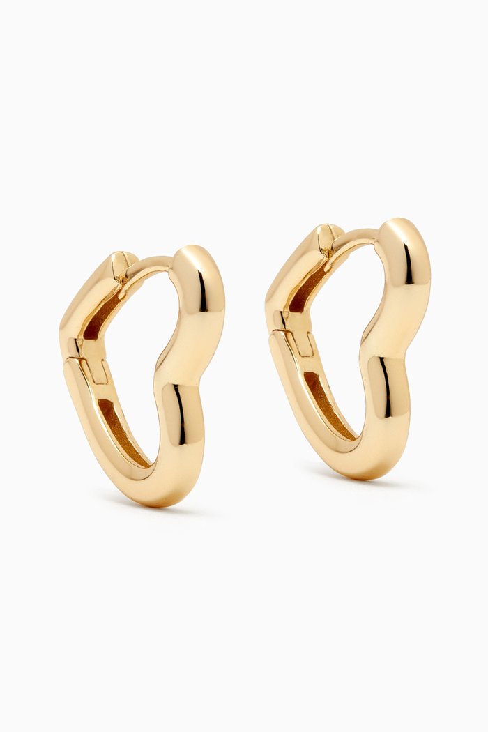 

Solid Open Heart Huggie Earrings in 14kt Gold-plated Silver, Yellow
