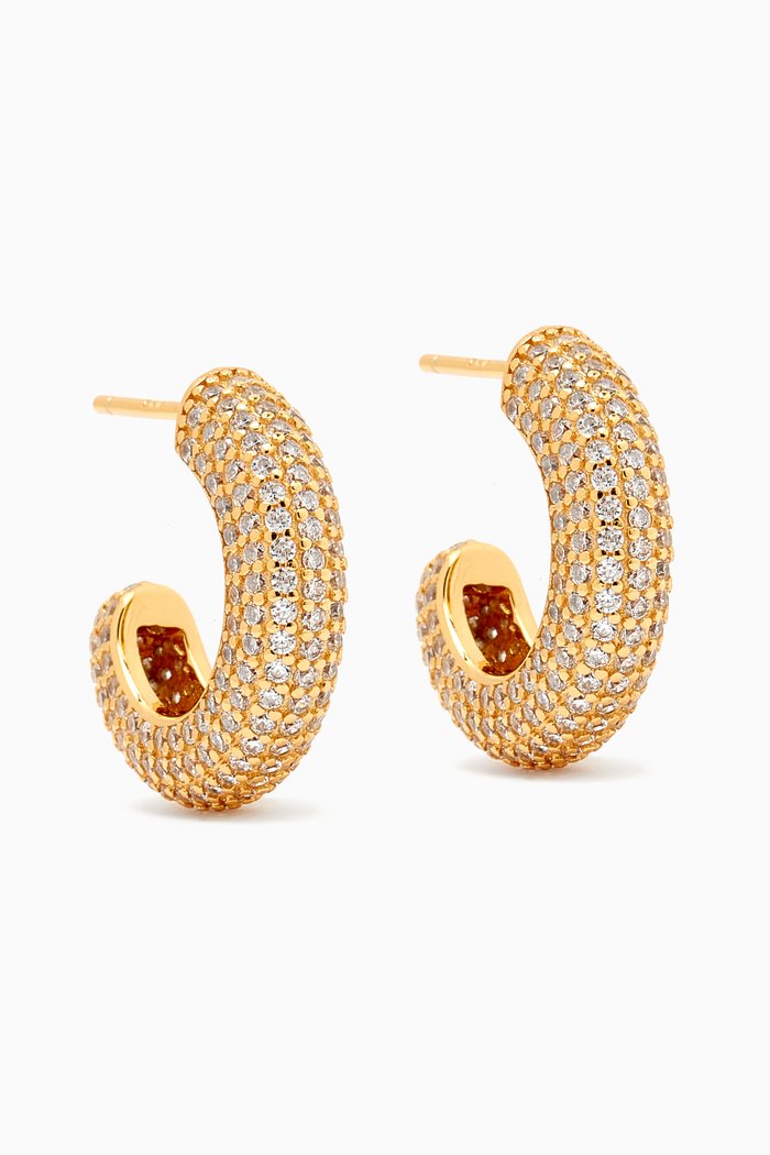 

Mini Jumbo Pavé Hoop Earrings in 14kt Gold-plated Silver, Yellow