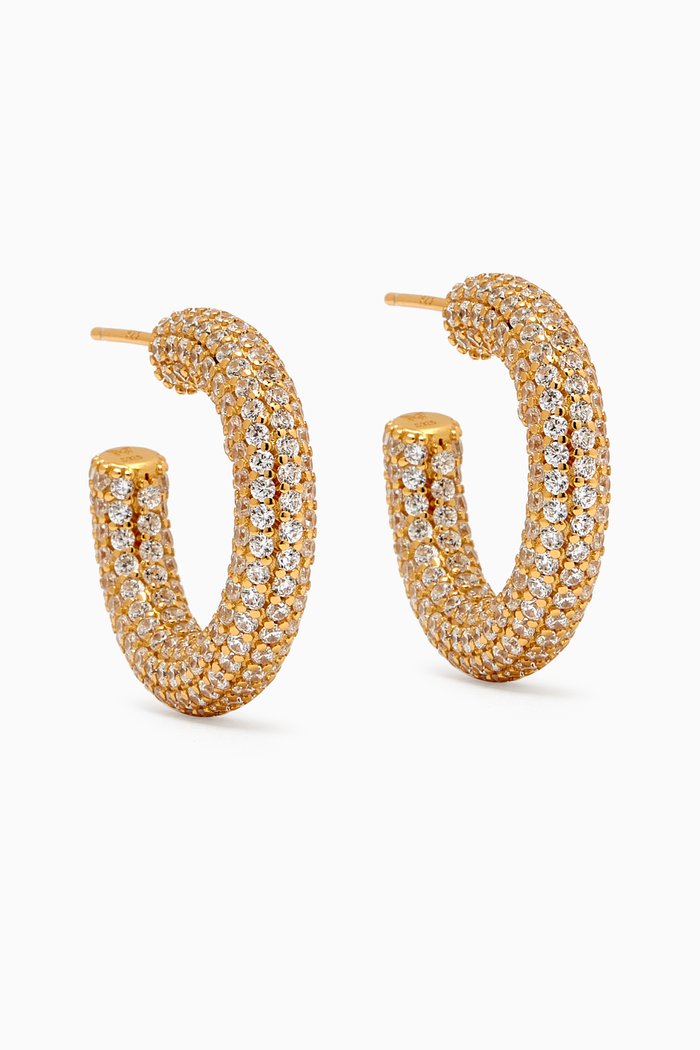 

Jumbo Pavé Hoop Earrings in 14kt Gold-plated Silver, Yellow
