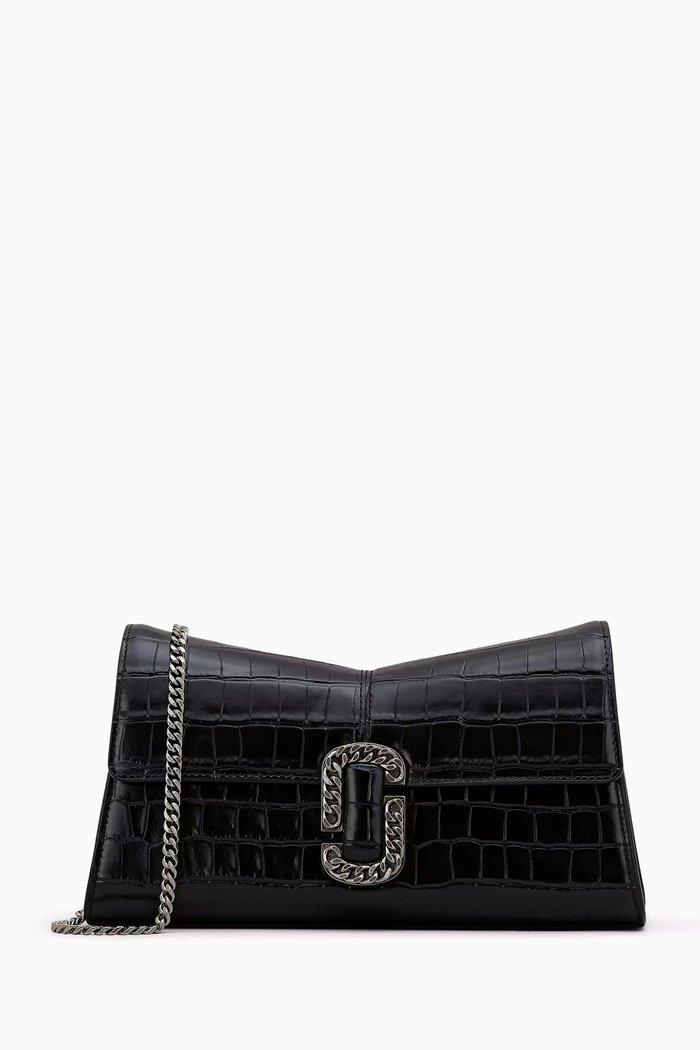 

The St. Marc Clutch Bag in Croc-embossed Leather, Black
