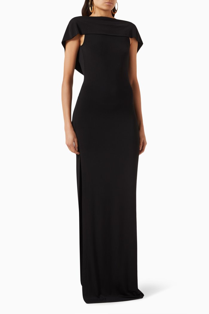 

Low-back Maxi Dress in Viscose-jersey, Black
