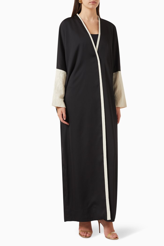 

Two-tone Abaya in Crepe, Black