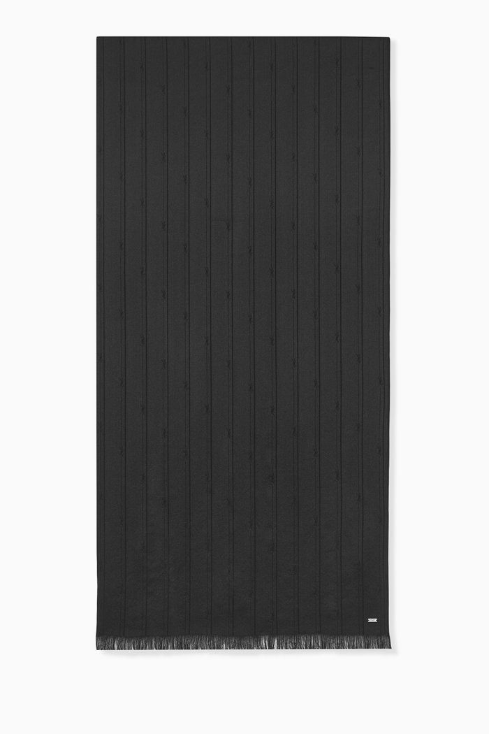 

Cassandre Striped Evening Scarf in Silk Jacquard, Black