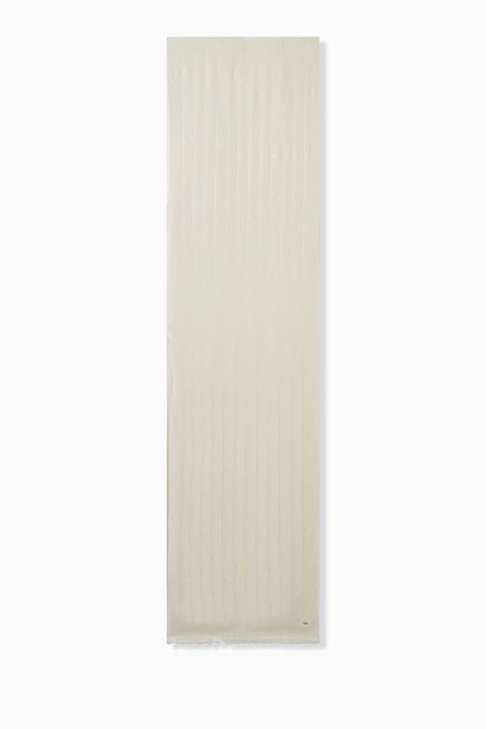 

Cassandre Striped Evening Scarf in Silk Jacquard, White