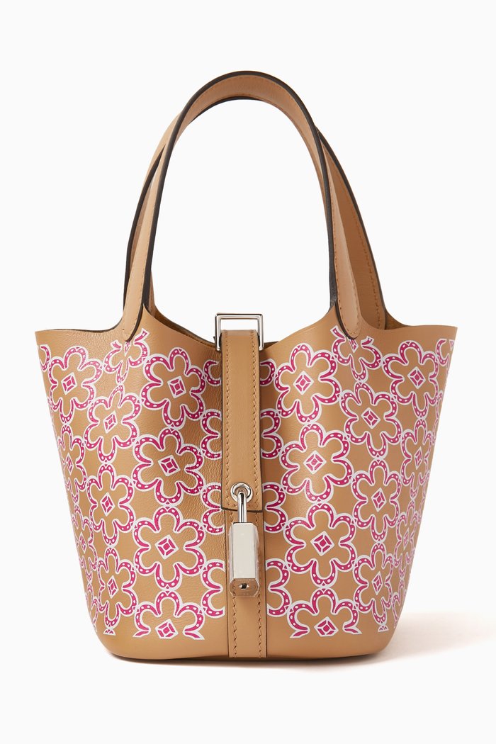 

Unused Micro Picotin 14 Bag in Swift Leather & Palladium Hardware, Pink