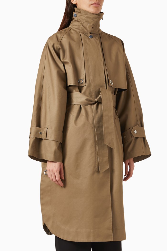 

Heather Trench Coat in Heavy Cotton, Brown