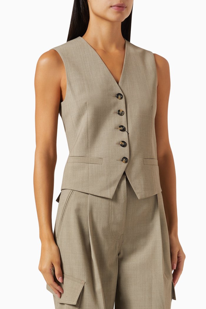 Carol Vest in Wool-blend, Brown