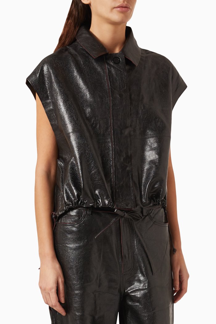 

Rhodes Gilet in Leather, Black