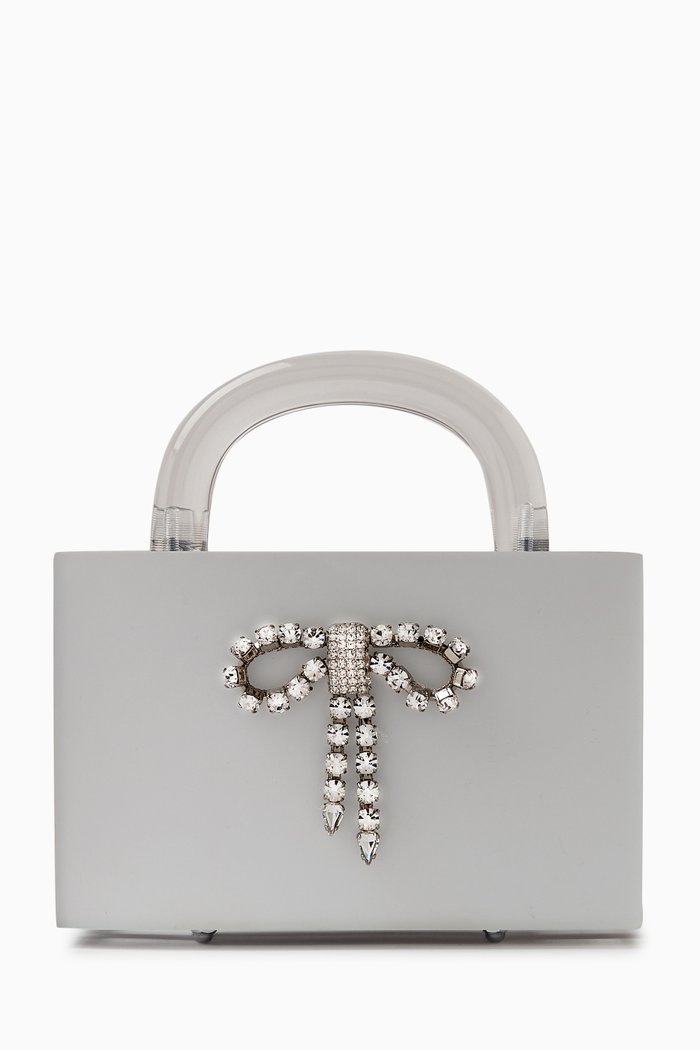 

Leon Crystal Top-handle Bag in Matte Acrylic, Silver
