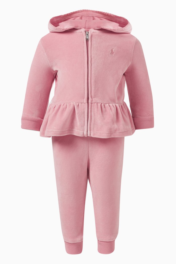 

Logo Tracksuit Hoodie & Pant Set in Cotton Blend, Pink