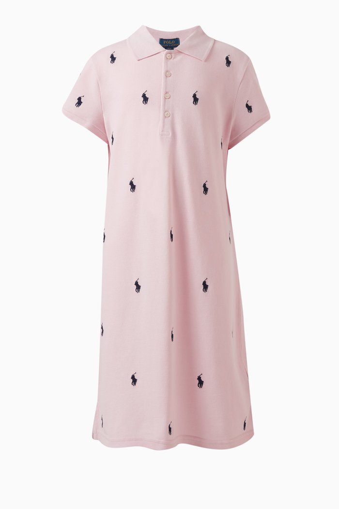

All-Over Polo Day Dress in Cotton, Pink