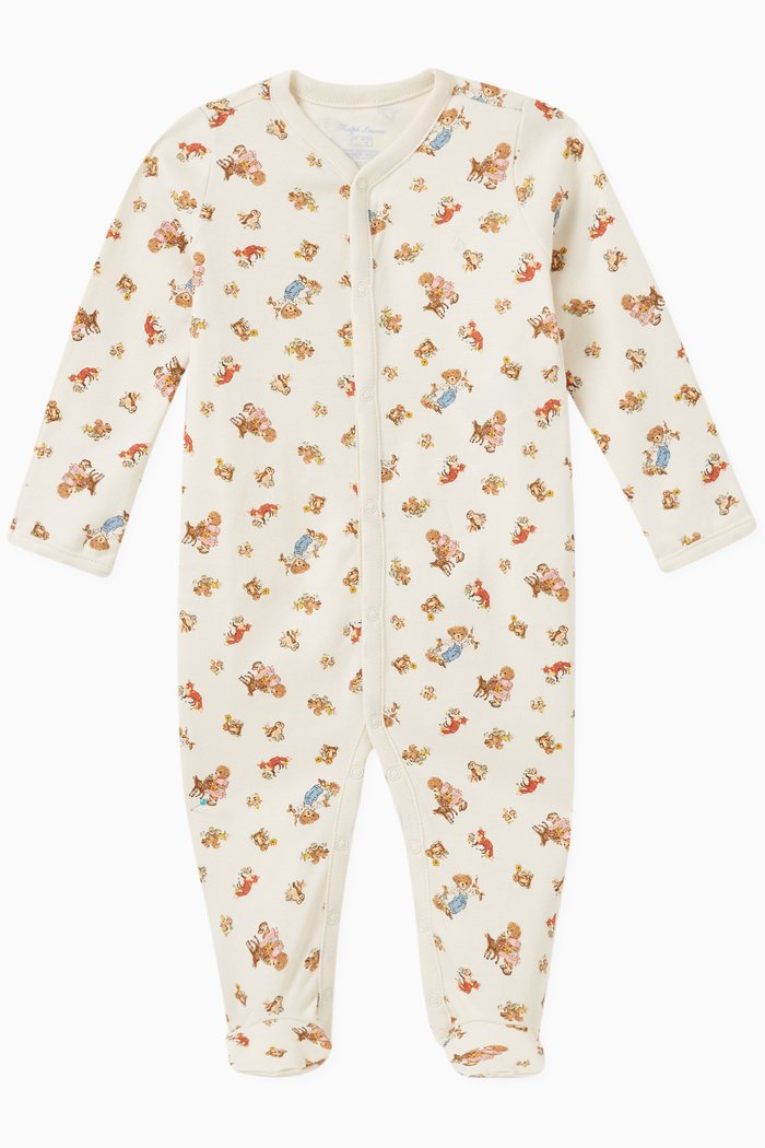 

All-Over Bear Logo Pyjamas in Cotton, Neutral