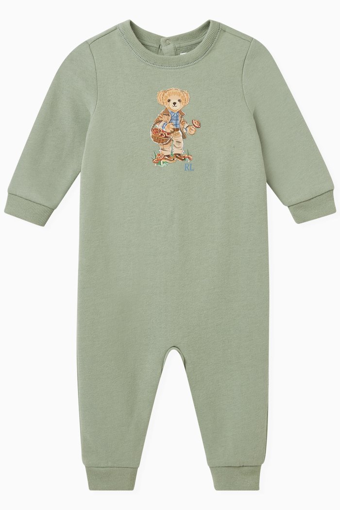 

Bear Logo Romper in Cotton, Green
