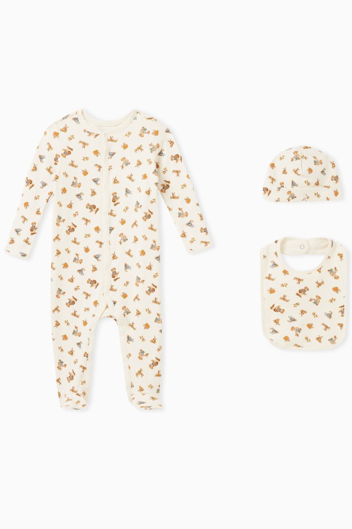 

Polo Bear Printed 3-piece Gift Set in Cotton, Neutral