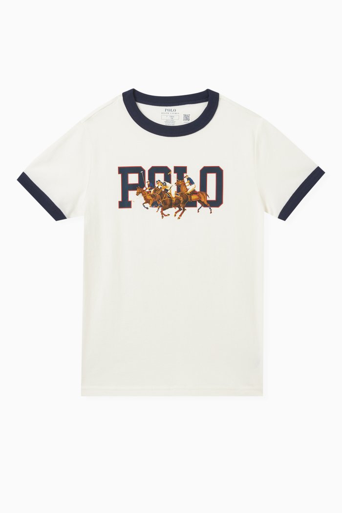 

Triple Pony Printed T-shirt in Cotton, Neutral