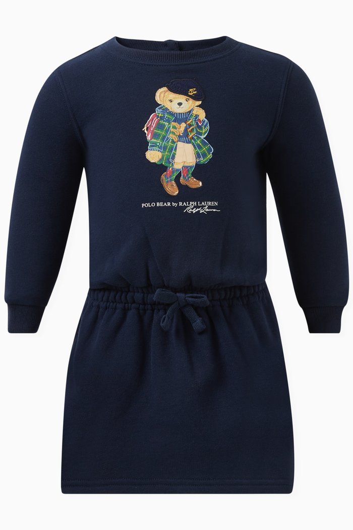 

Bear Logo Dress with Bloomers in Cotton, Blue