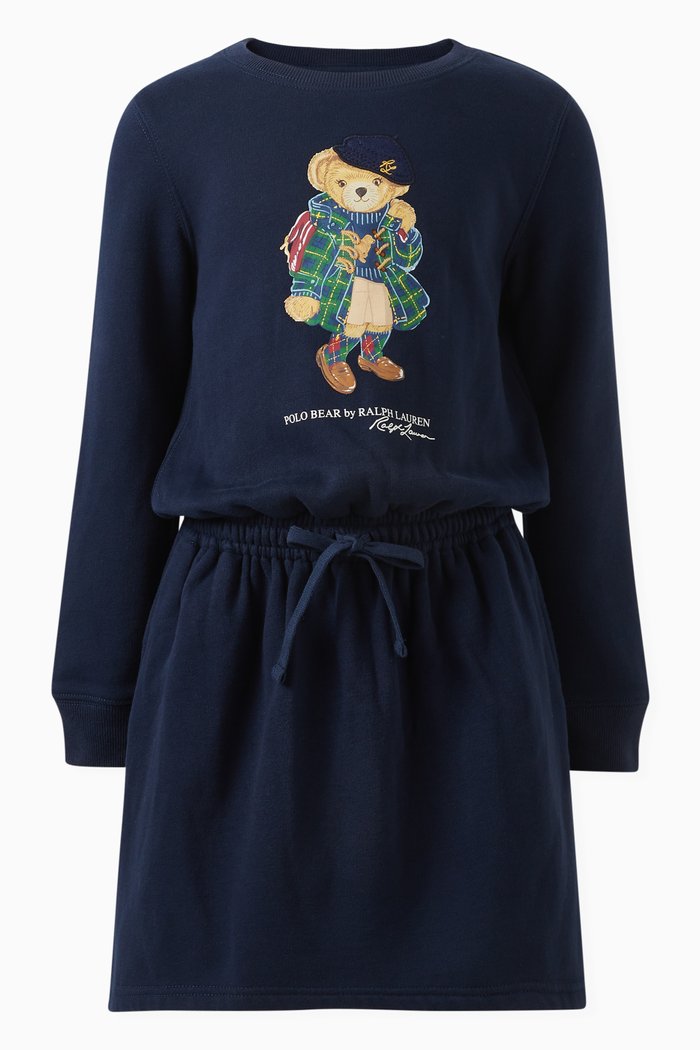 

Bear Logo Day Dress in Cotton, Blue