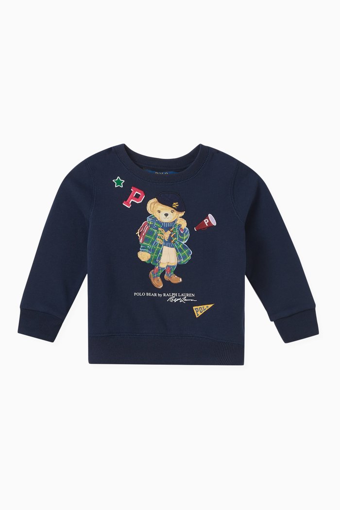 

Bear Printed Sweatshirt in Cotton, Blue