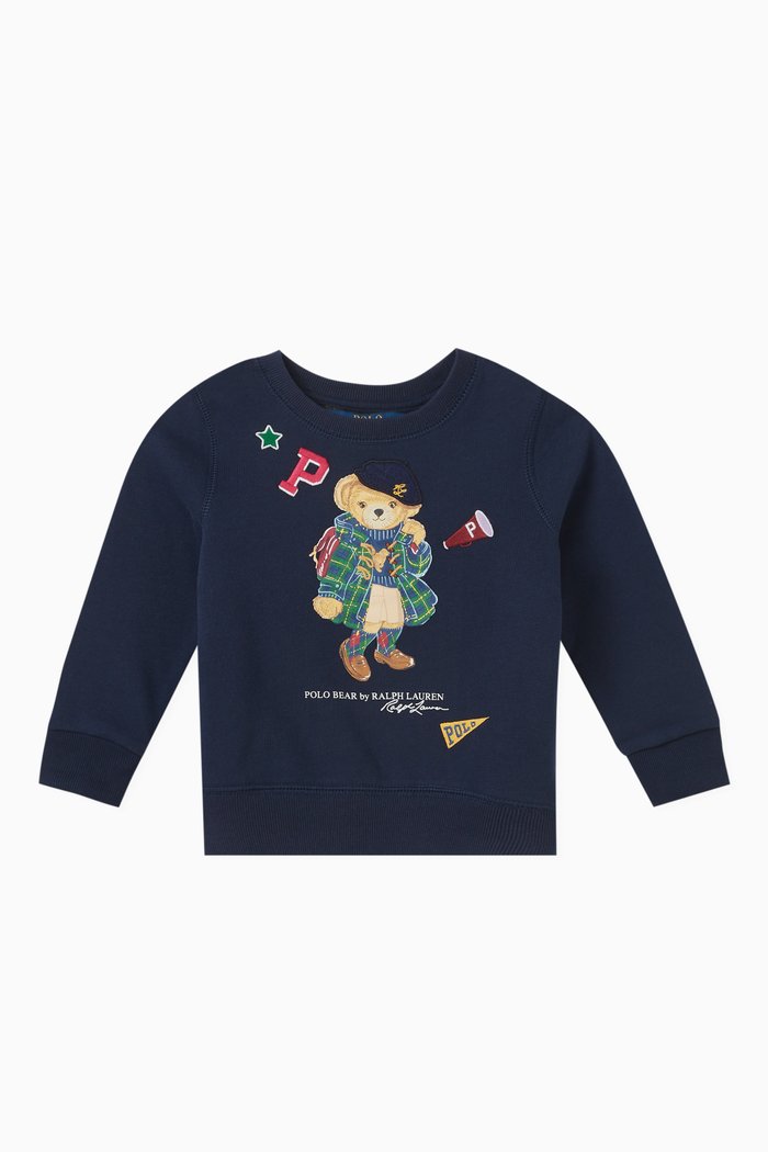 

Bear Printed Sweatshirt in Cotton, Blue