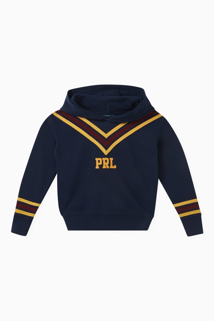 

Stripe Hoodie in Cotton-fleece, Blue