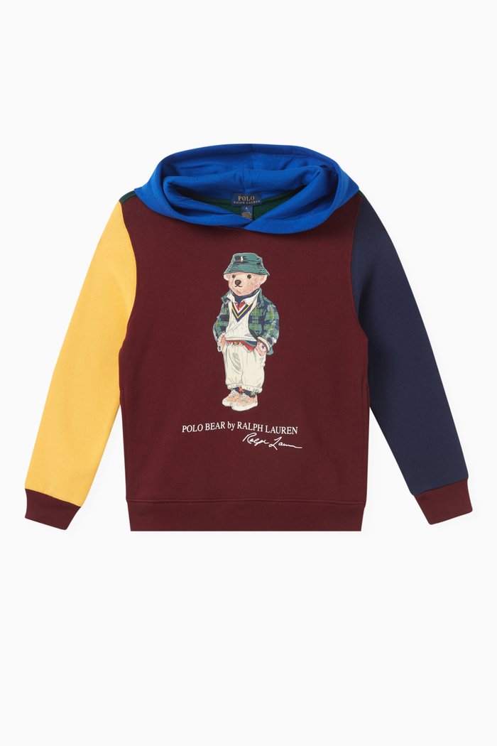 

Polo Bear Printed Hoodie in Cotton, Brown