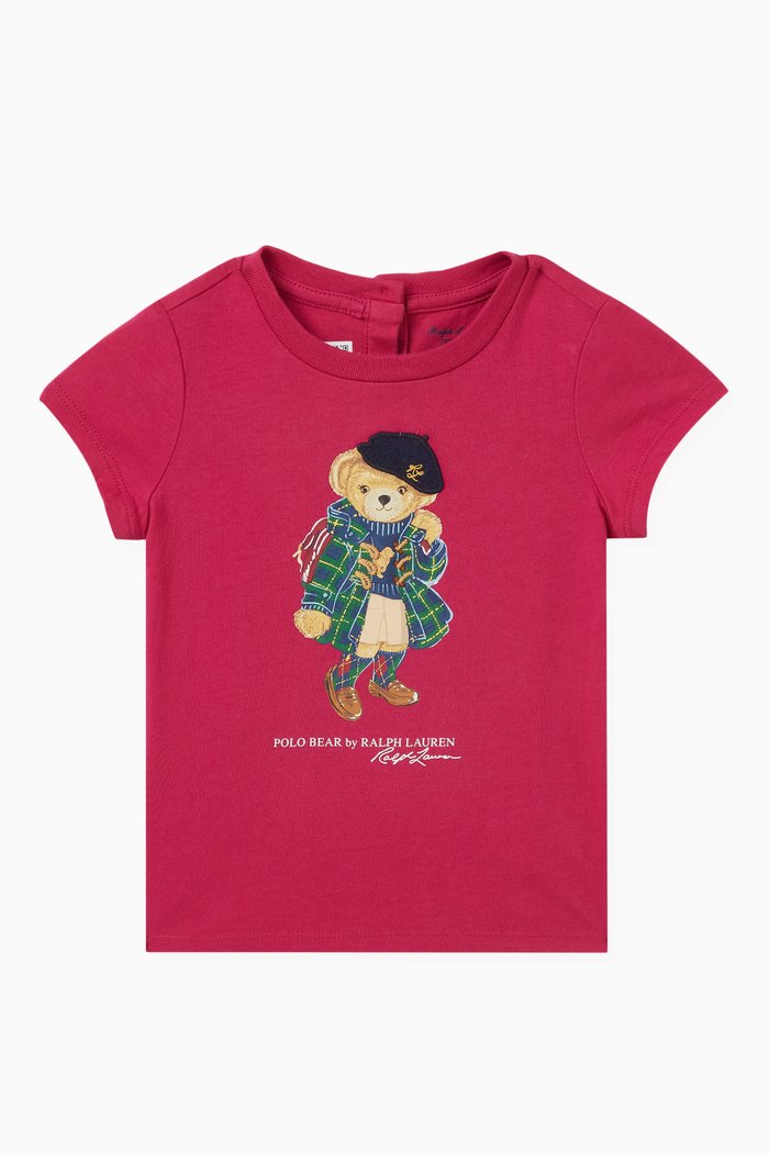 

Bear Logo T-Shirt in Cotton, Pink