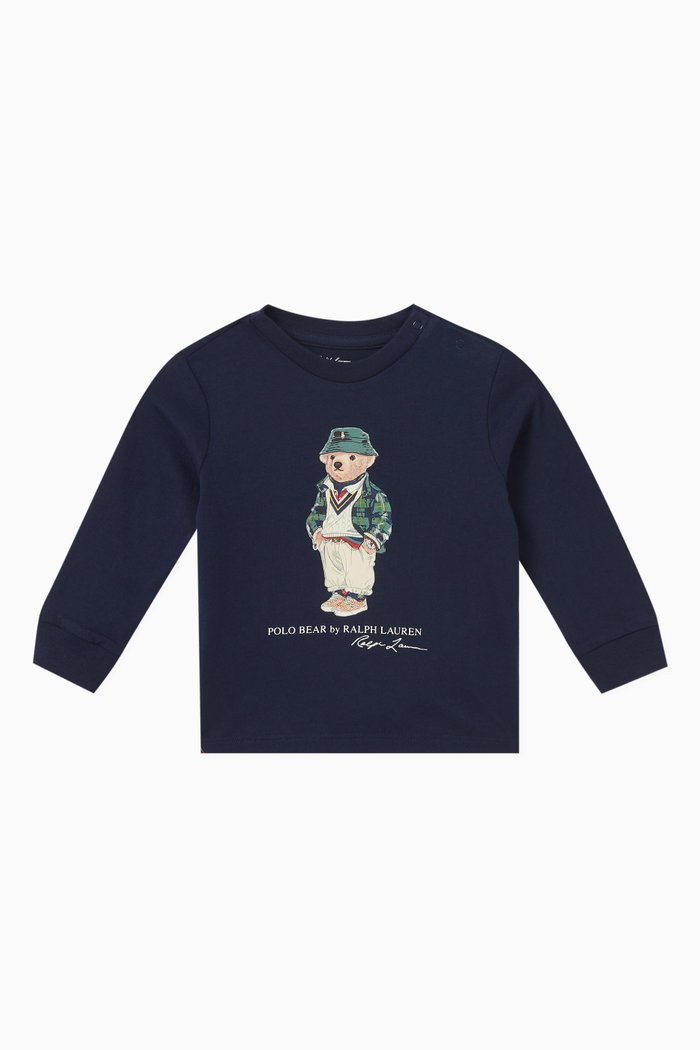 

Polo Bear Printed T-shirt in Cotton, Blue