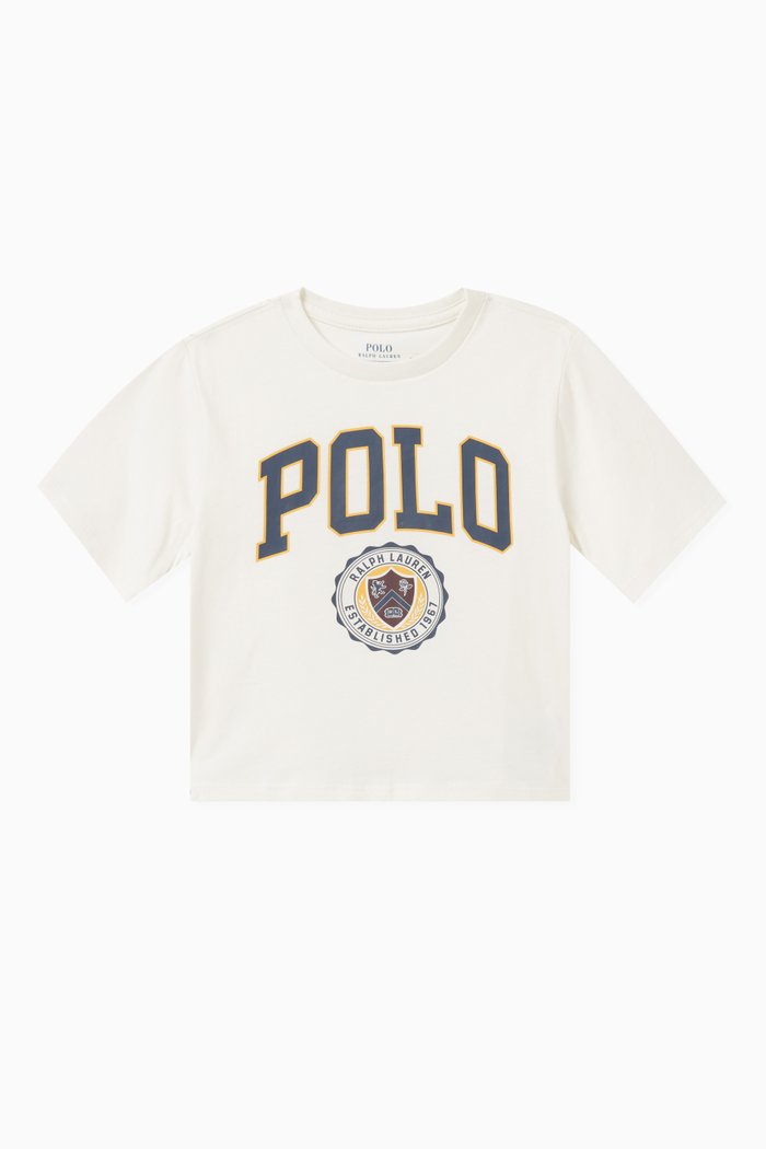 

Polo Crest Printed T-shirt in Cotton, Neutral