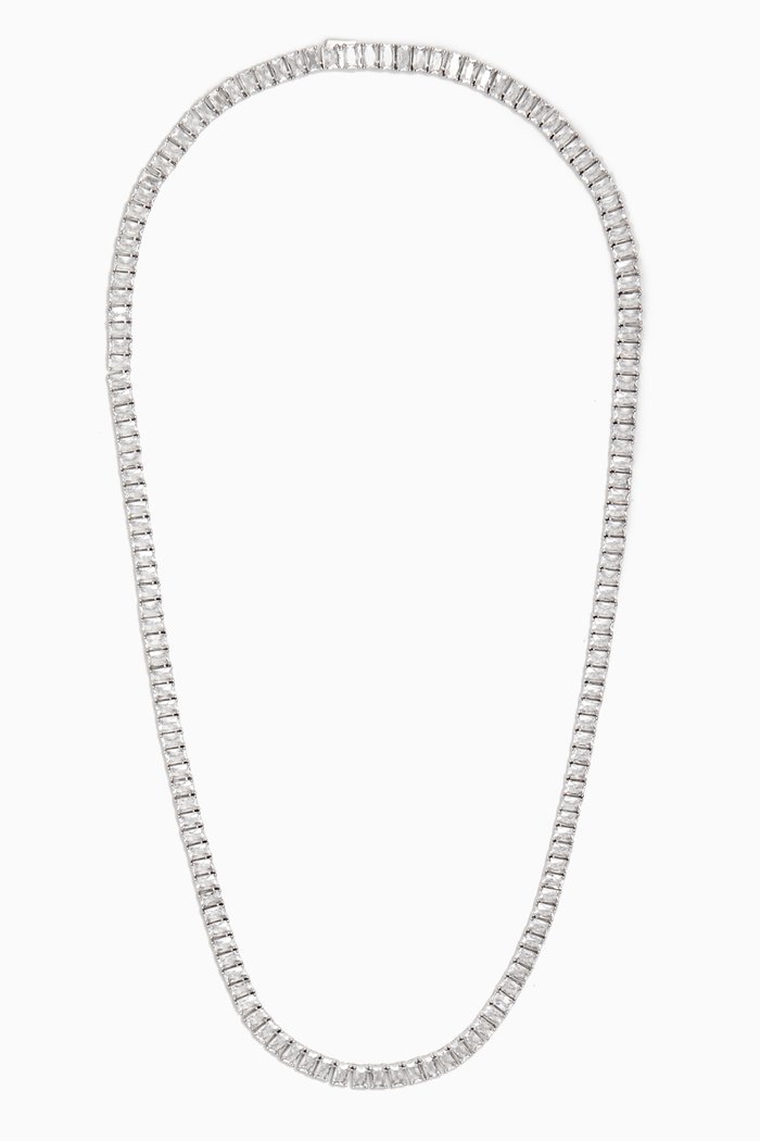 

CZ Emerald-cut Tennis Necklace in Sterling Silver