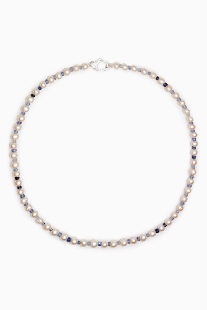 

Gradient Crystal & Pearl Necklace in Sterling Silver, White