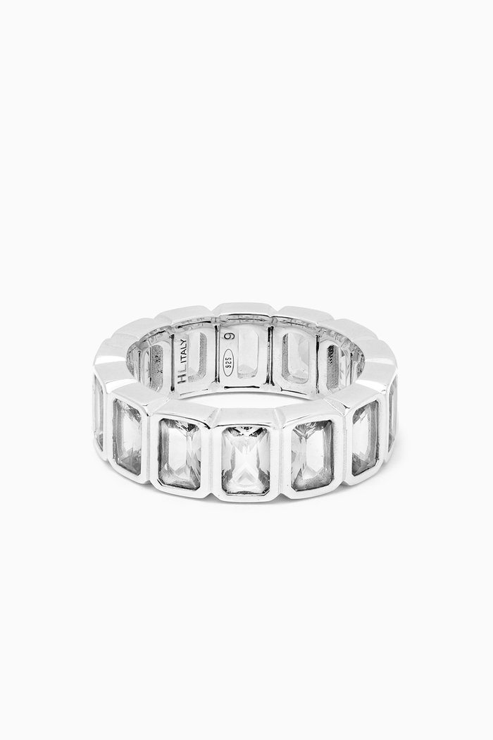 

CZ Emerald-cut Eternity Ring in Sterling Silver