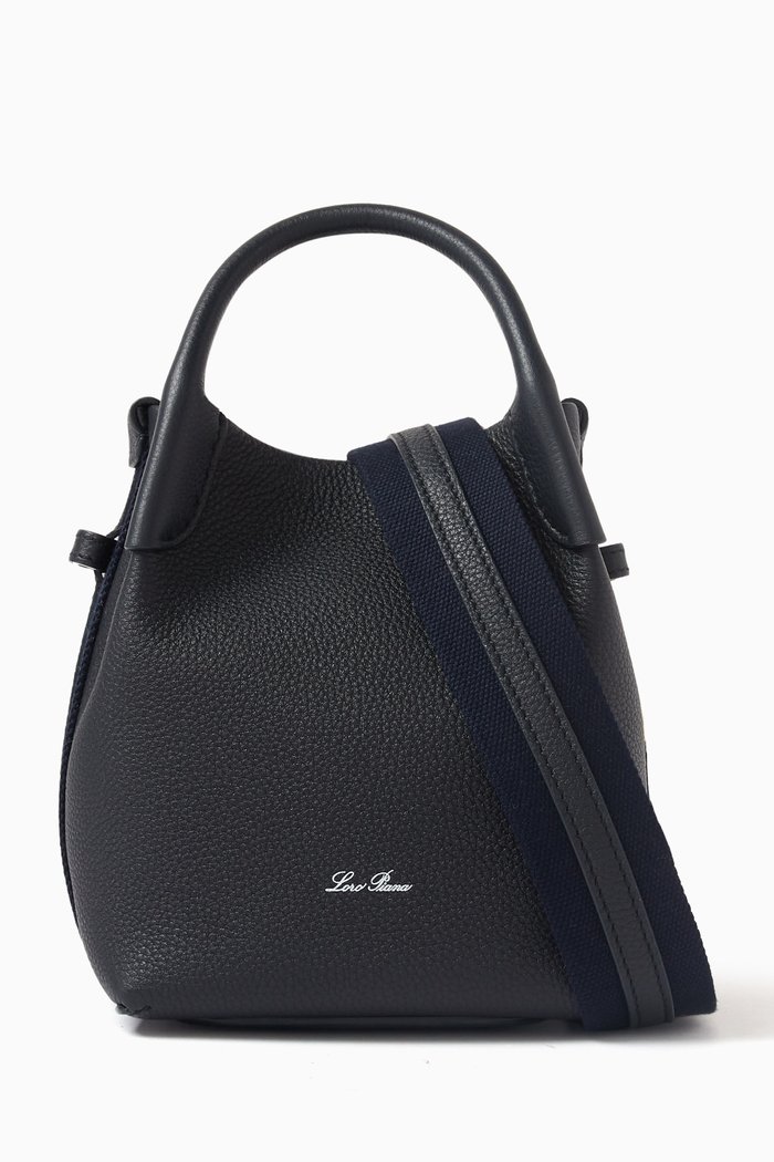 Micro Bale Crossbody Bag in Calfskin, Blue