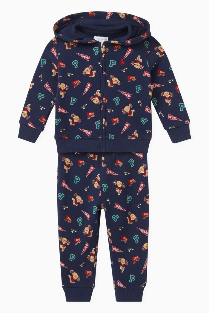 Logo Print Tracksuit in Cotton, Black