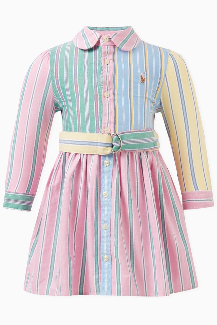 

Striped Dress & Bloomers Set in Cotton, Multicolour