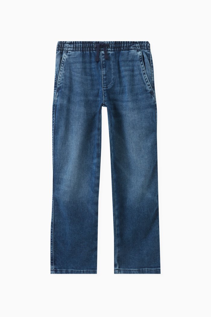 Elasticated Waistband Jeans in Denim, Blue