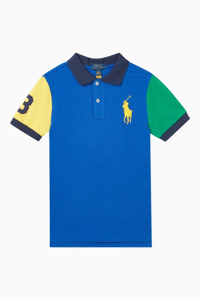 

Logo Embroidered Polo Shirt in Cotton-piqué, Blue