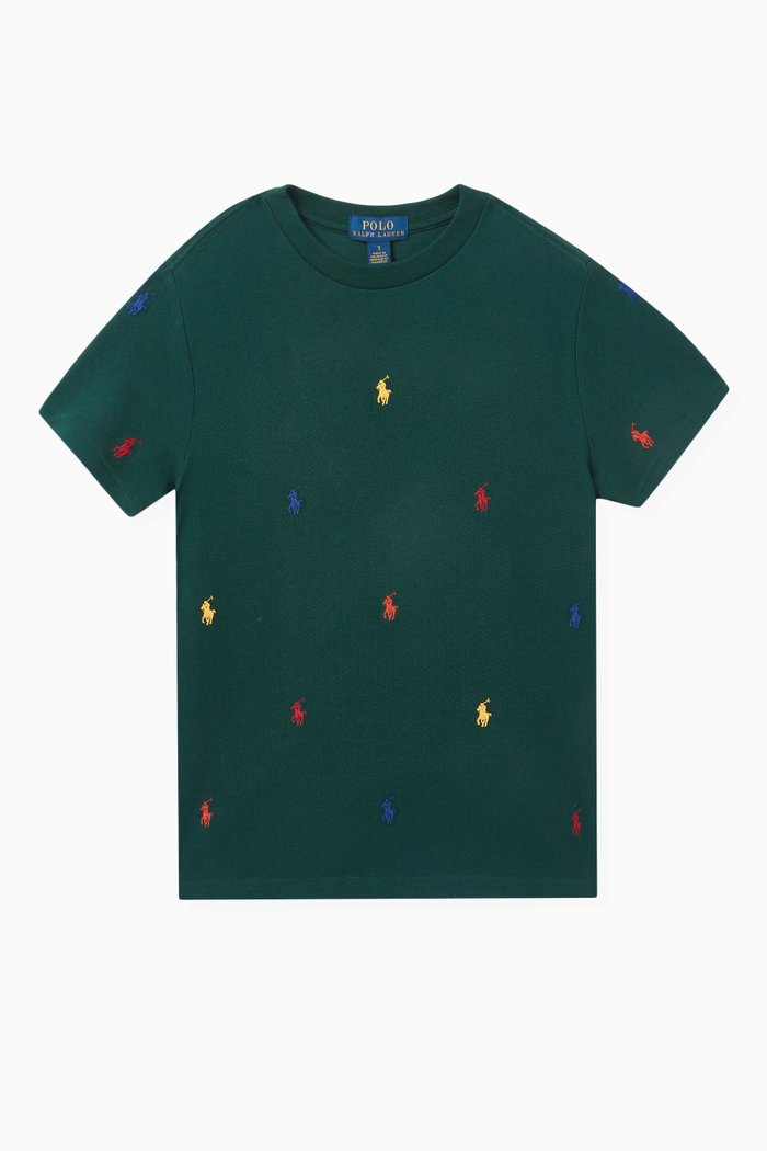 

Logo Embroidered T-shirt in Cotton, Green