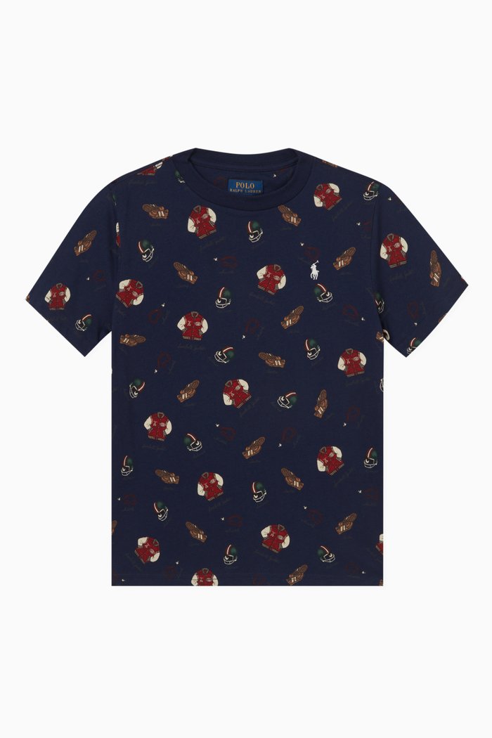 

Varsity Printed T-shirt in Cotton, Blue